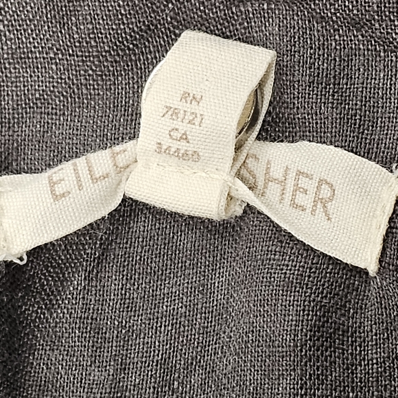 Eileen Fisher Thick Waisteband Gray Linen Wide Leg High Rise Pants 12 - Picture 7 of 12